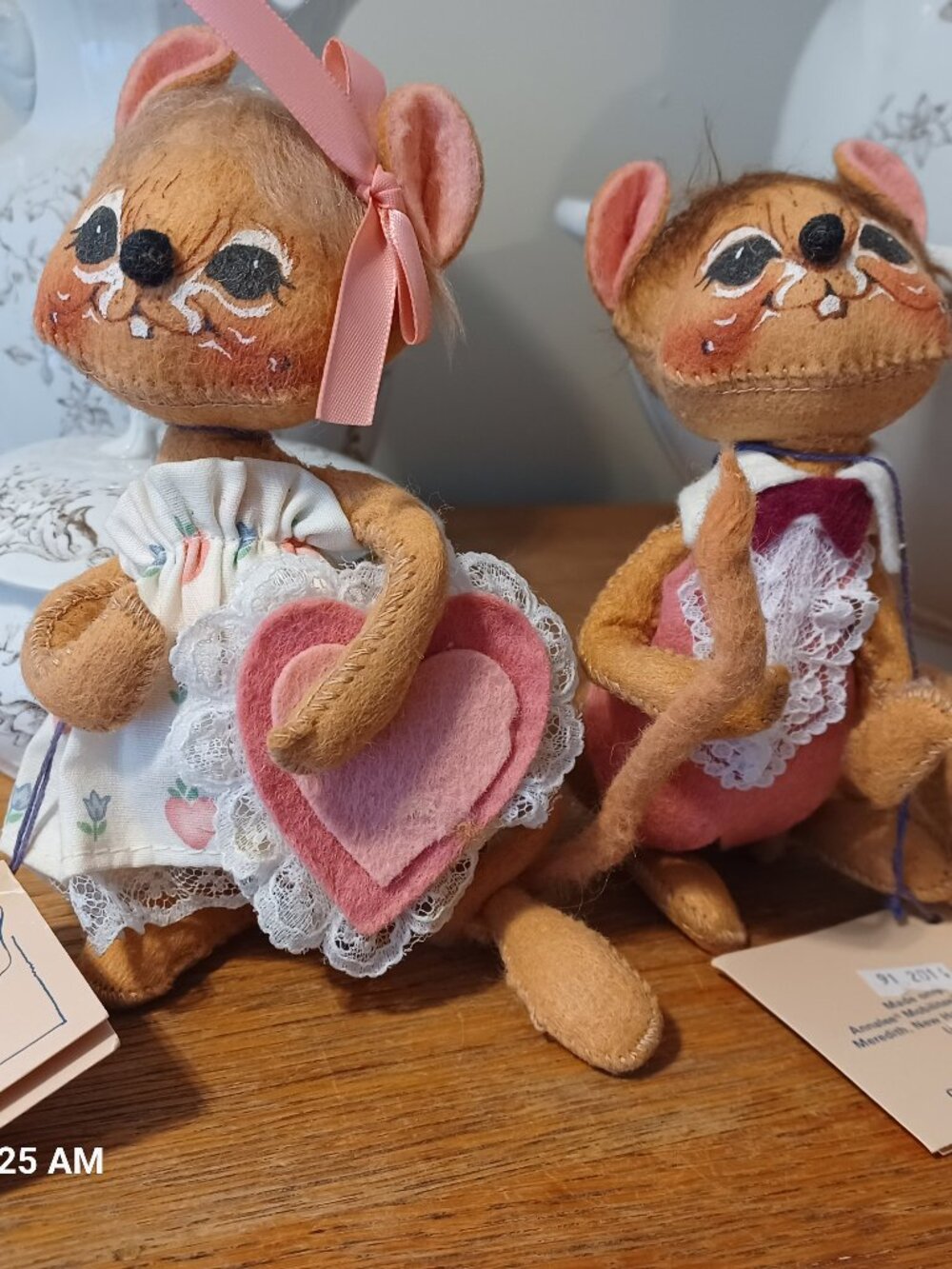 Annalee Collectible Valentine Figurines Mice Pair Vintage 2014